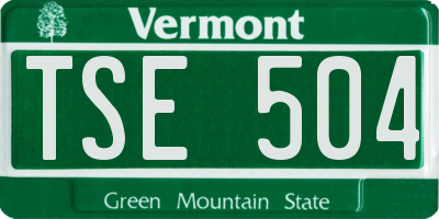 VT license plate TSE504