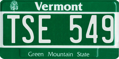VT license plate TSE549