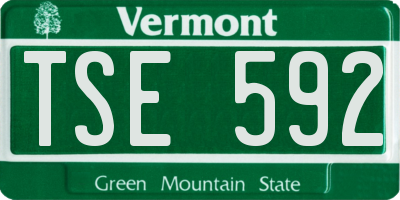 VT license plate TSE592