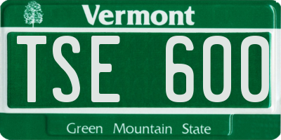VT license plate TSE600