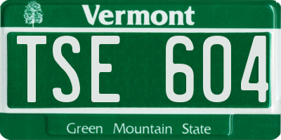 VT license plate TSE604