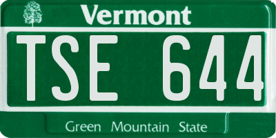 VT license plate TSE644