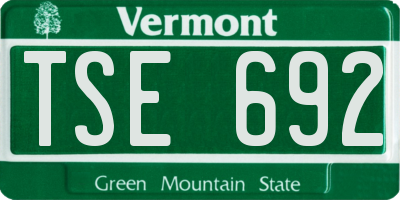 VT license plate TSE692