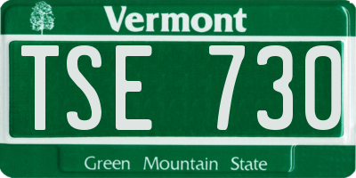 VT license plate TSE730