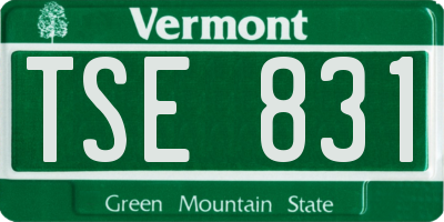 VT license plate TSE831