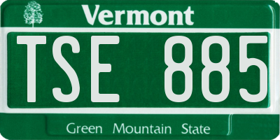 VT license plate TSE885