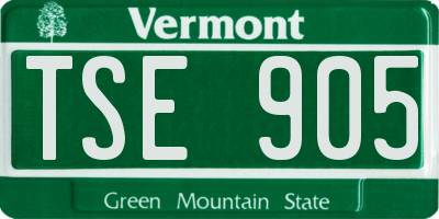 VT license plate TSE905