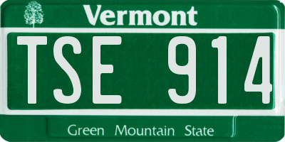 VT license plate TSE914