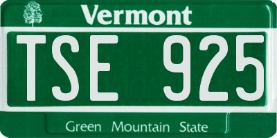 VT license plate TSE925