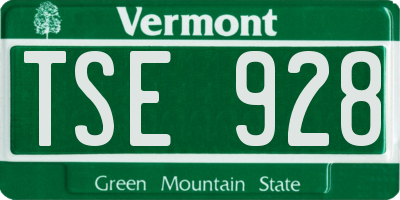 VT license plate TSE928