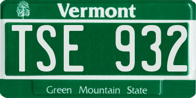 VT license plate TSE932