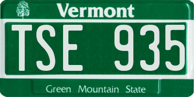 VT license plate TSE935