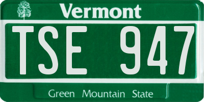 VT license plate TSE947