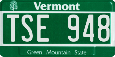 VT license plate TSE948