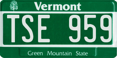 VT license plate TSE959