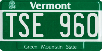 VT license plate TSE960