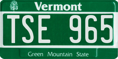 VT license plate TSE965