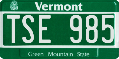 VT license plate TSE985