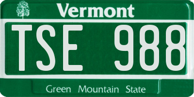 VT license plate TSE988