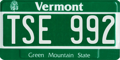 VT license plate TSE992