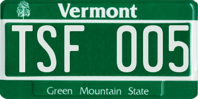 VT license plate TSF005