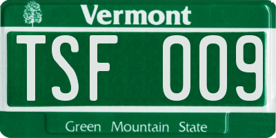 VT license plate TSF009