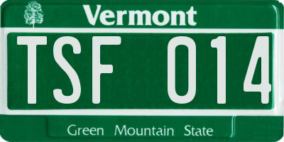 VT license plate TSF014