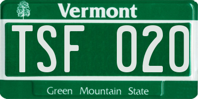 VT license plate TSF020