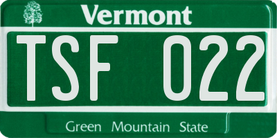 VT license plate TSF022