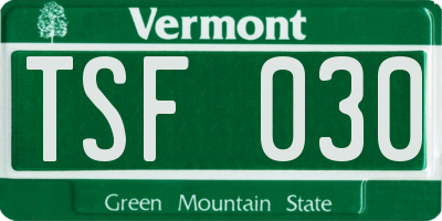 VT license plate TSF030