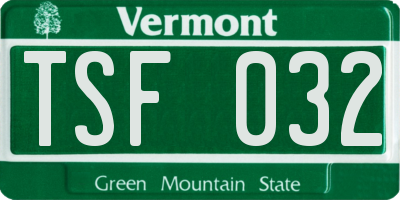 VT license plate TSF032
