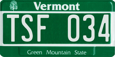 VT license plate TSF034