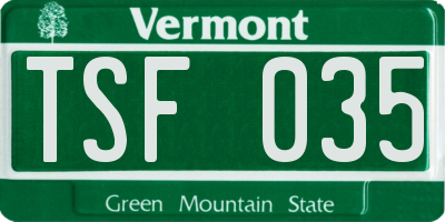 VT license plate TSF035