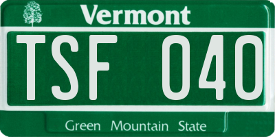 VT license plate TSF040