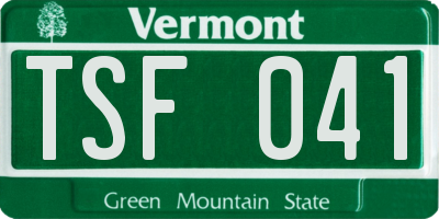 VT license plate TSF041