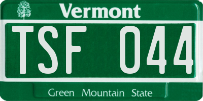 VT license plate TSF044