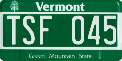 VT license plate TSF045