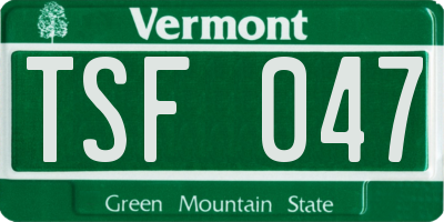 VT license plate TSF047