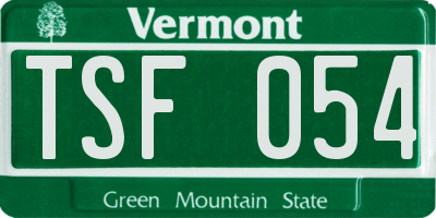 VT license plate TSF054