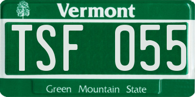 VT license plate TSF055