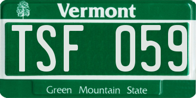 VT license plate TSF059