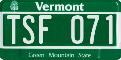 VT license plate TSF071