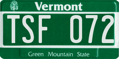 VT license plate TSF072