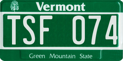 VT license plate TSF074