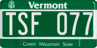 VT license plate TSF077