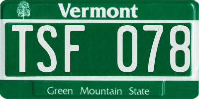 VT license plate TSF078