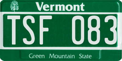 VT license plate TSF083