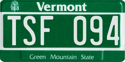 VT license plate TSF094