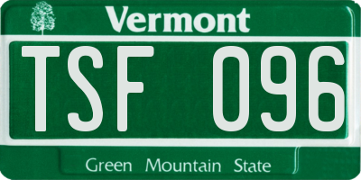 VT license plate TSF096