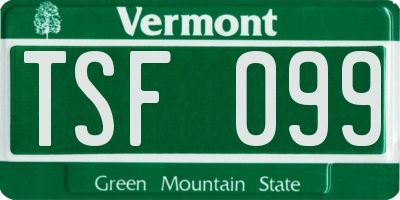 VT license plate TSF099